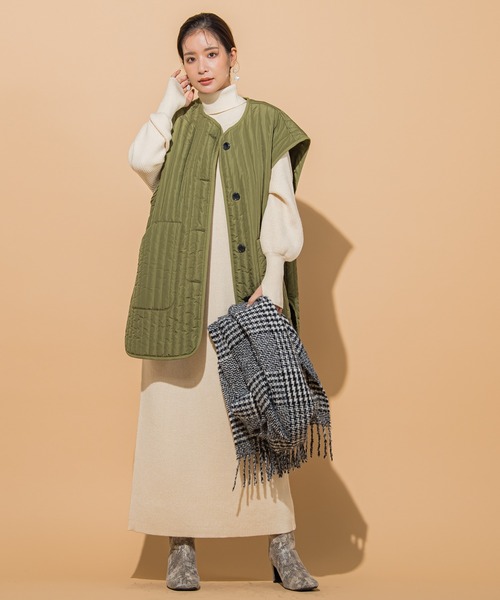 VICKY（ビッキー）の「【ギフトにもオススメ】チェックフリンジストール（ストール/ショール・レディース・ダークネイビー/ブラック系その他・FREE）」の8枚目の写真