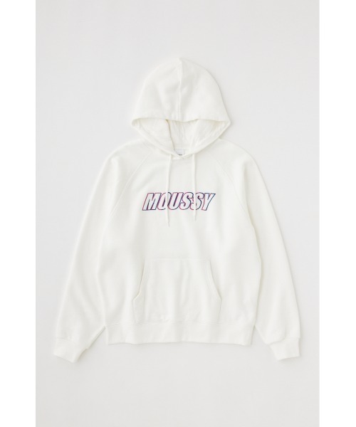 MOUSSY（マウジー）の「LOGO EMBROIDERY PKJ / ロゴエンブロイダリー パーカー（パーカー・レディース・ホワイト/ブラック/杢グレー/ブルー・FREE）」の8枚目の写真