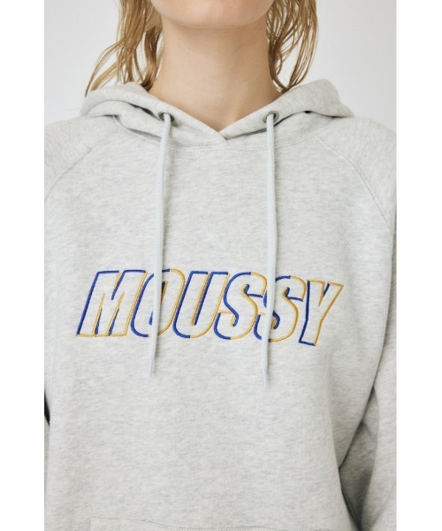MOUSSY（マウジー）の「LOGO EMBROIDERY PKJ / ロゴエンブロイダリー パーカー（パーカー・レディース・ホワイト/ブラック/杢グレー/ブルー・FREE）」の19枚目の写真