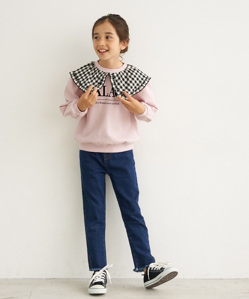 coca（coca）（コカ）の「キッズ チェック襟付きプリントプルオーバー（Tシャツ/カットソー・キッズ・アイボリー/ピンク/チャコール・130/120/110/140）」の9枚目の写真