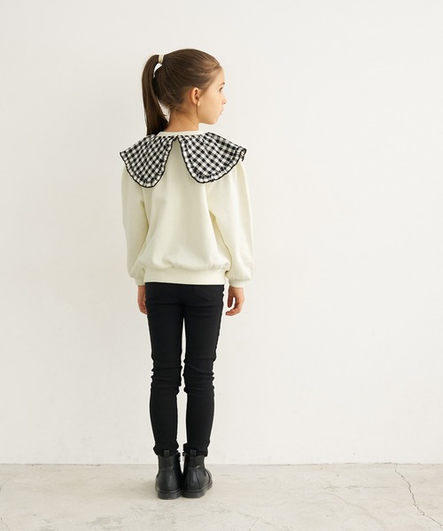 coca（coca）（コカ）の「キッズ チェック襟付きプリントプルオーバー（Tシャツ/カットソー・キッズ・アイボリー/ピンク/チャコール・130/120/110/140）」の8枚目の写真