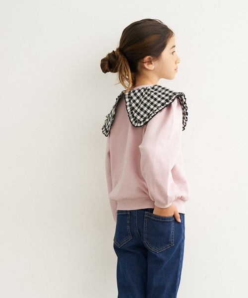 coca（coca）（コカ）の「キッズ チェック襟付きプリントプルオーバー（Tシャツ/カットソー・キッズ・アイボリー/ピンク/チャコール・130/120/110/140）」の12枚目の写真