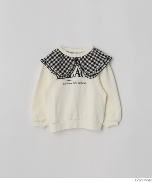 coca（coca）（コカ）の「キッズ チェック襟付きプリントプルオーバー（Tシャツ/カットソー・キッズ・アイボリー/ピンク/チャコール・130/120/110/140）」の13枚目の写真