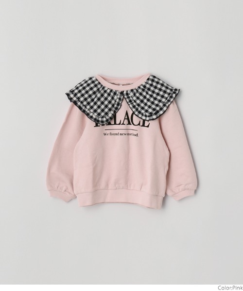 coca（coca）（コカ）の「キッズ チェック襟付きプリントプルオーバー（Tシャツ/カットソー・キッズ・アイボリー/ピンク/チャコール・130/120/110/140）」の14枚目の写真