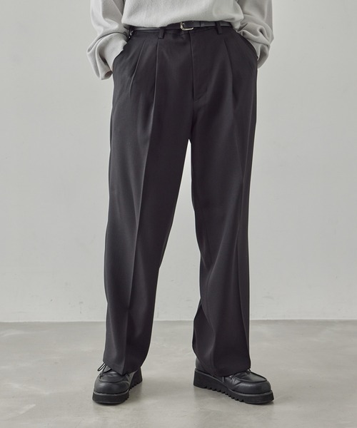 JUNRED（ジュンレッド）の「ヘリンボーン2タックワイドパンツ（スラックス・メンズ・ブラック/ベージュ・S/L/M）」の4枚目の写真