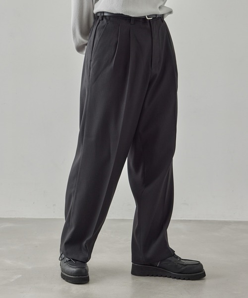 JUNRED（ジュンレッド）の「ヘリンボーン2タックワイドパンツ（スラックス・メンズ・ブラック/ベージュ・S/L/M）」の5枚目の写真