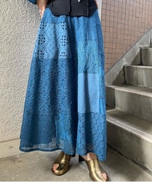 スカート Ameri LIMITED PATCHWORK BLACK LACE SKIRT Ameri（アメリ）の「PATCHWORK LACE FLARE SKIRT（スカート