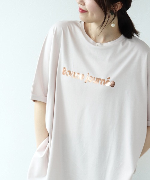 Jines(ジネス)の「箔プリントスーパーBIG Tシャツ(Tシャツ/カットソー・レディース・オフホワイト/ピンクベージュ・38)」の10枚目の写真