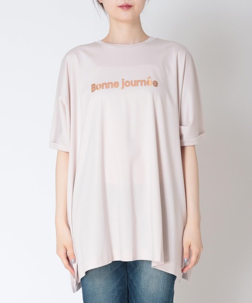 Jines(ジネス)の「箔プリントスーパーBIG Tシャツ(Tシャツ/カットソー・レディース・オフホワイト/ピンクベージュ・38)」の11枚目の写真