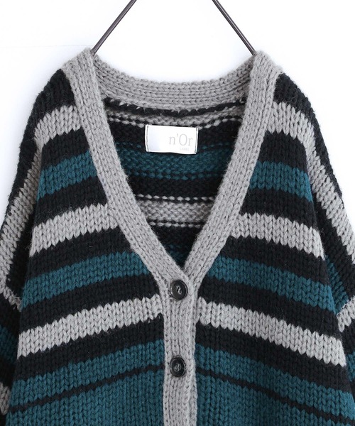 n'OrLABEL（ノアールレーベル）の「『ミックスボーダー柄ニットカーディガン』（カーディガン/ボレロ・レディース・グレイッシュブルー/ブラック・FREE）」の20枚目の写真