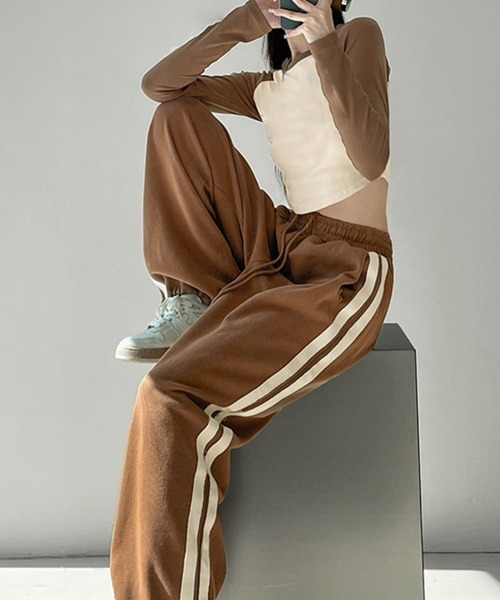 Miniministore（ミニミニストア）の「サイドラインスウェットパンツ レディース（スウェットパンツ・レディース・ブラック/ダークグレー/ブルー/ブラウン/ライトブラウン/ラベンダー/ピンク・M/S）」の5枚目の写真