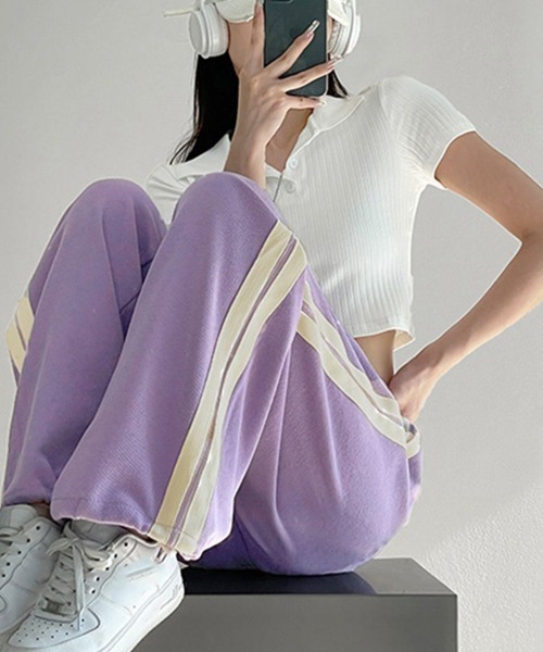 Miniministore（ミニミニストア）の「サイドラインスウェットパンツ レディース（スウェットパンツ・レディース・ブラック/ダークグレー/ブルー/ブラウン/ライトブラウン/ラベンダー/ピンク・M/S）」の20枚目の写真