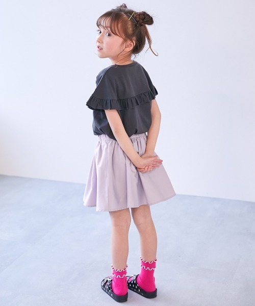 devirock(デビロック)の「ふわっと広がる ボリュームギャザー ミニ丈スカッツ(スカート・キッズ・ブラック/サックスブルー/グレー系1/ピンク系3/パープル系3/アイボリー/ライラック/ブルー系・150cm/140cm/130cm/120cm/110cm/100cm/90cm/80cm/160cm)」の21枚目の写真