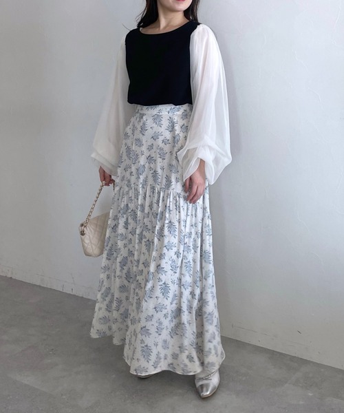 mysty woman(ミスティウーマン)の「ミモザ柄スカート 104212(スカート・レディース・ブラック/イエロー/ブルー・FREE)」の20枚目の写真