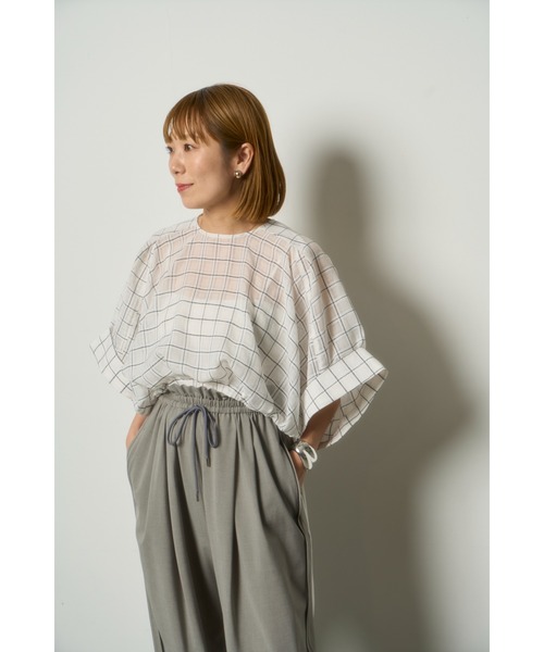 MIESROHE（ミースロエ）の「シアーチェックＢＬ（シャツ/ブラウス・レディース・ブラック/ホワイト・FREE）」の2枚目の写真