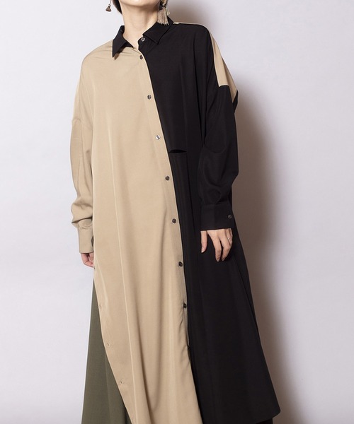 2WAYアシンメトリーシャツワンピース
