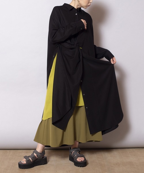 2WAYアシンメトリーシャツワンピース