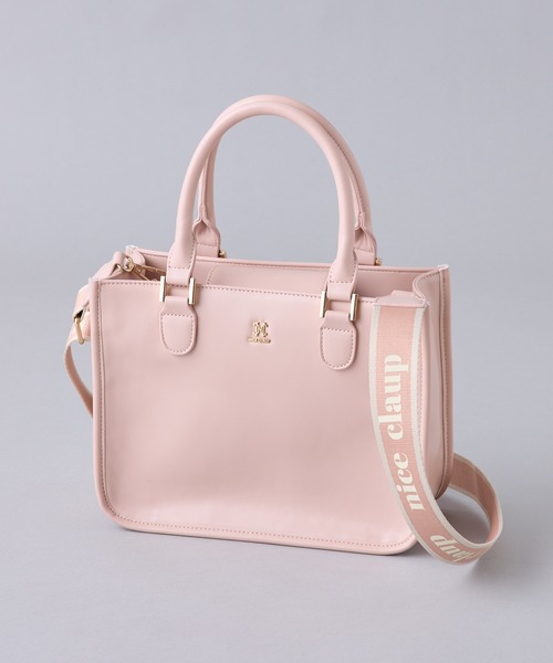 one after another NICE CLAUP(ワンアフターアナザーナイスクラップ)の「ロゴ入りショルダー/ミニトートバッグ(トートバッグ・レディース・アイボリー/ブラック/ピンク・FREE)」の3枚目の写真