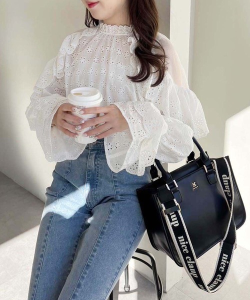 one after another NICE CLAUP(ワンアフターアナザーナイスクラップ)の「ロゴ入りショルダー/ミニトートバッグ(トートバッグ・レディース・アイボリー/ブラック/ピンク・FREE)」の5枚目の写真