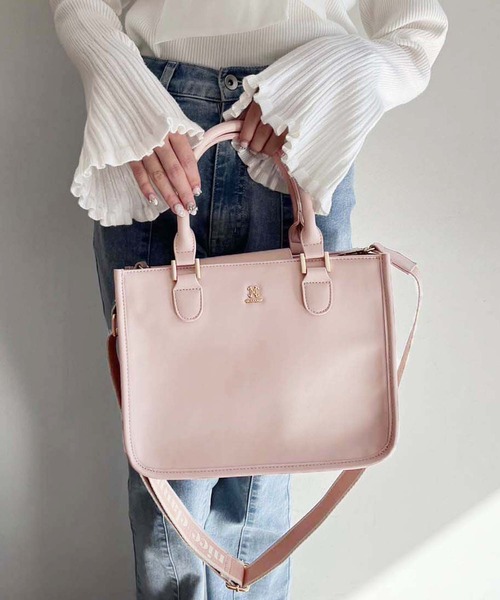 one after another NICE CLAUP(ワンアフターアナザーナイスクラップ)の「ロゴ入りショルダー/ミニトートバッグ(トートバッグ・レディース・アイボリー/ブラック/ピンク・FREE)」の13枚目の写真