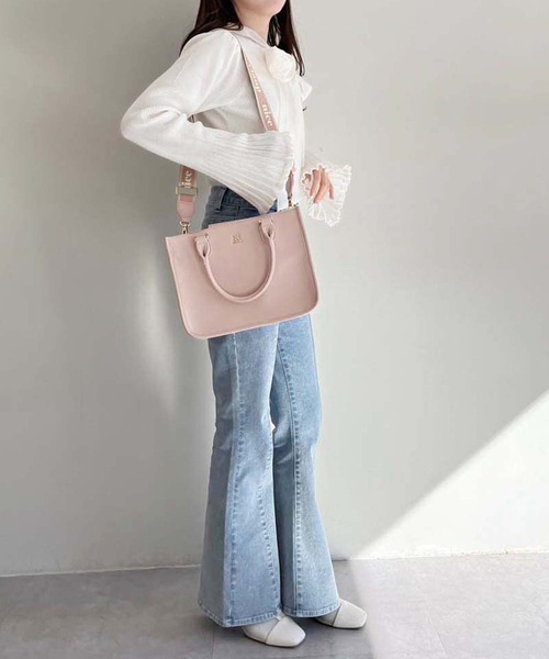 one after another NICE CLAUP(ワンアフターアナザーナイスクラップ)の「ロゴ入りショルダー/ミニトートバッグ(トートバッグ・レディース・アイボリー/ブラック/ピンク・FREE)」の18枚目の写真