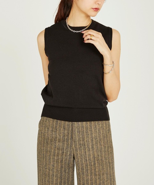 CIEL'AIR（シエルエアー）の「Knit No Sleeve&Bolero Twin Set（Tシャツ/カットソー・レディース・ブラック/キャメル・FREE）」の6枚目の写真