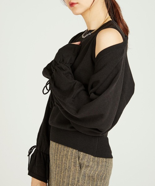 CIEL'AIR（シエルエアー）の「Knit No Sleeve&Bolero Twin Set（Tシャツ/カットソー・レディース・ブラック/キャメル・FREE）」の14枚目の写真