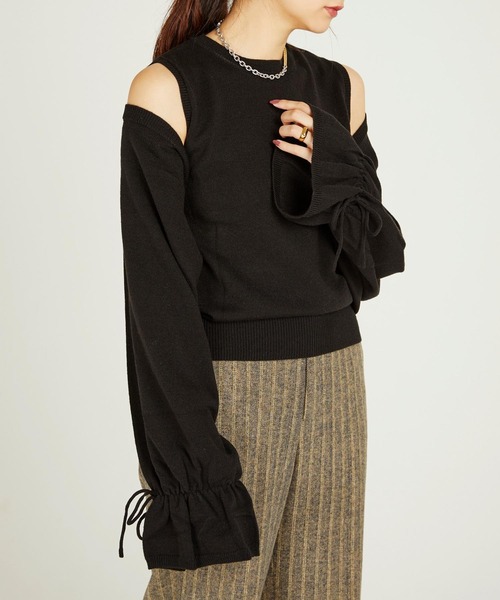 CIEL'AIR（シエルエアー）の「Knit No Sleeve&Bolero Twin Set（Tシャツ/カットソー・レディース・ブラック/キャメル・FREE）」の16枚目の写真