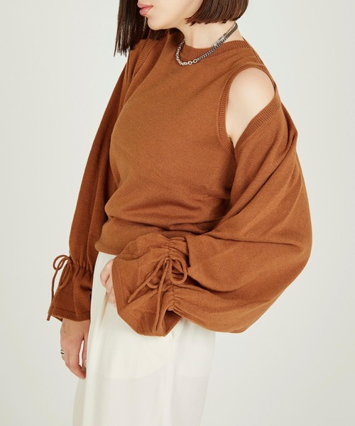 CIEL'AIR（シエルエアー）の「Knit No Sleeve&Bolero Twin Set（Tシャツ/カットソー・レディース・ブラック/キャメル・FREE）」の17枚目の写真