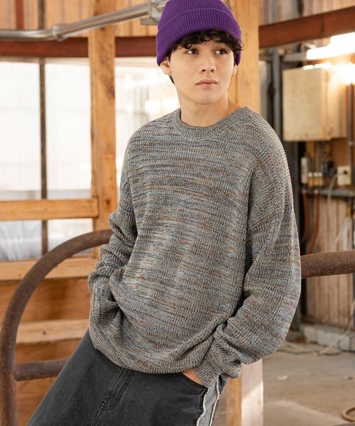 niko and...(ニコアンド)の「ヨツモククルーニットプルオーバー(ニット/セーター・メンズ・グリーン/ネイビー/アイボリー・MEDIUM/LARGE)」の3枚目の写真
