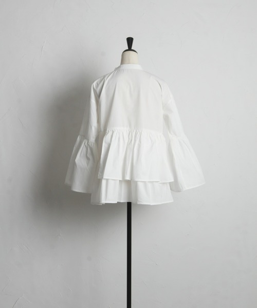 ZOZO限定】アシンメトリーフリルスタンドブラウス（シャツ