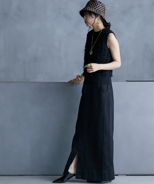 GEVS.（ジェイヴィス）の「＜大きいサイズ＞ 綿100％カットジャガードニットタンクトップ GEVS.（ニット/セーター・レディース・ブラック/オフホワイト・L/LL/3L/4L/5L）」の19枚目の写真