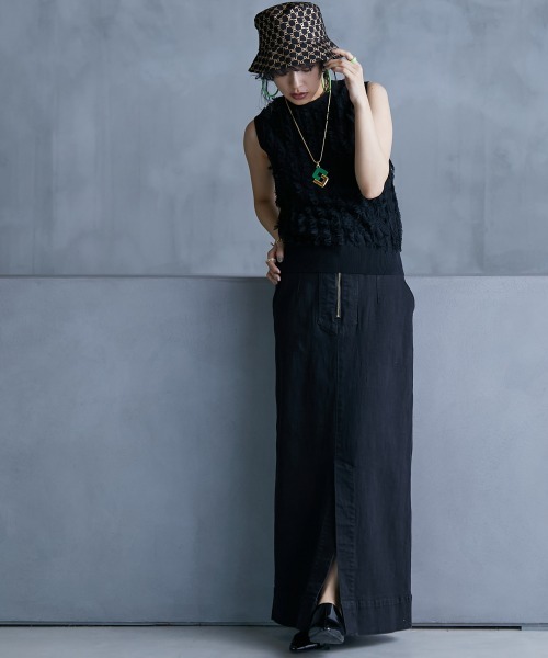 GEVS.（ジェイヴィス）の「＜大きいサイズ＞ 綿100％カットジャガードニットタンクトップ GEVS.（ニット/セーター・レディース・ブラック/オフホワイト・L/LL/3L/4L/5L）」の20枚目の写真