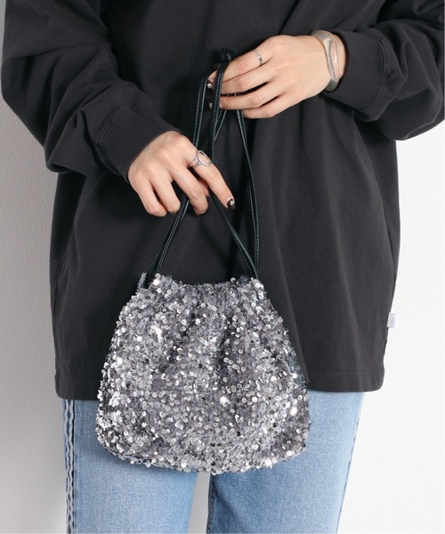 cepo（セポ）の「スパンコールキンチャクバッグ（ハンドバッグ・レディース・シルバー/ブラック・FREE）」の7枚目の写真