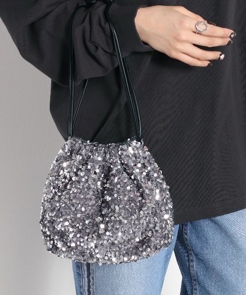 cepo（セポ）の「スパンコールキンチャクバッグ（ハンドバッグ・レディース・シルバー/ブラック・FREE）」の22枚目の写真