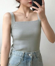 リブニット タンクトップ スクエアネック