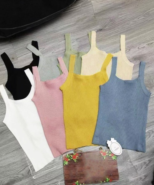 Miniministore(ミニミニストア)の「リブニット タンクトップ スクエアネック(タンクトップ・レディース・ピンク/ホワイト/ベージュ/イエロー/ミント/ブラック/ブルー/グレー・FREE)」の17枚目の写真