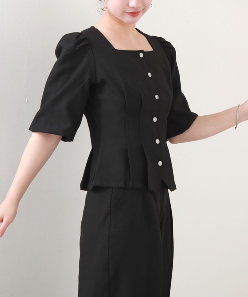 Cheek（チーク）の「バルーンスリーブペプラムブラウス（シャツ/ブラウス・レディース・ブラック/ミント/ブルー・MEDIUM）」の5枚目の写真