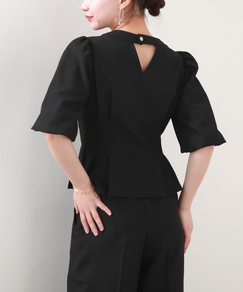 Cheek（チーク）の「バルーンスリーブペプラムブラウス（シャツ/ブラウス・レディース・ブラック/ミント/ブルー・MEDIUM）」の6枚目の写真