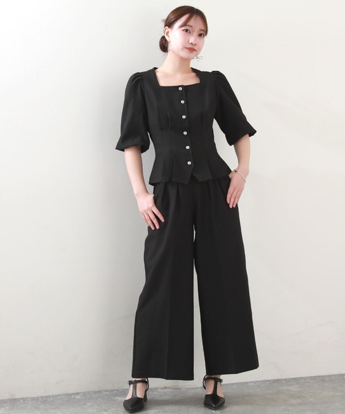 Cheek（チーク）の「バルーンスリーブペプラムブラウス（シャツ/ブラウス・レディース・ブラック/ミント/ブルー・MEDIUM）」の7枚目の写真