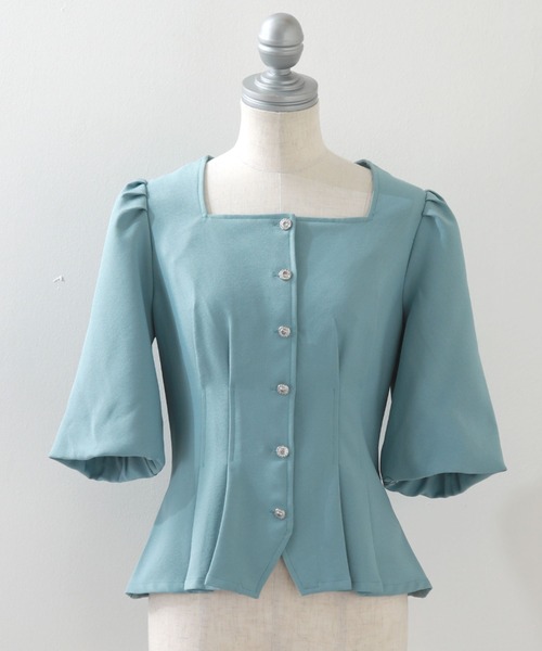 Cheek（チーク）の「バルーンスリーブペプラムブラウス（シャツ/ブラウス・レディース・ブラック/ミント/ブルー・MEDIUM）」の22枚目の写真