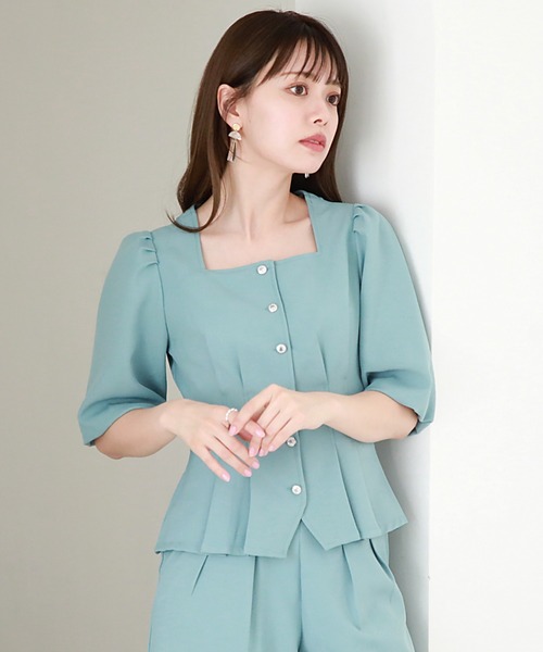 Cheek（チーク）の「バルーンスリーブペプラムブラウス（シャツ/ブラウス・レディース・ブラック/ミント/ブルー・MEDIUM）」の17枚目の写真