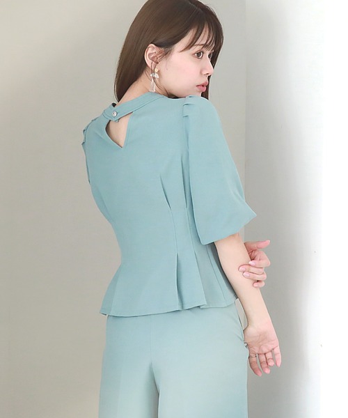 Cheek（チーク）の「バルーンスリーブペプラムブラウス（シャツ/ブラウス・レディース・ブラック/ミント/ブルー・MEDIUM）」の19枚目の写真