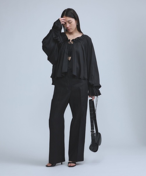 Chaos(カオス)の「Chaos(カオス)/リネンヘリンボンストレートパンツ 【セットアップ可】(スラックス・レディース・ブラック/ベージュ/モカ/ブラウン・38/36/34)」の6枚目の写真