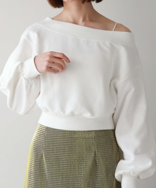 archives(アルシーヴ)の「オフショルピグメントプルオーバー(Tシャツ/カットソー・レディース・アイボリー/ブルー/ブラック/オレンジ・MEDIUM)」の2枚目の写真