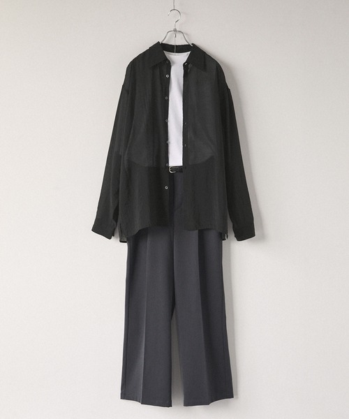 EMMA CLOTHES(エマクローズ)の「シアーL/Sルーズシャツ EMMA CLOTHES 2024SS(シャツ/ブラウス・メンズ・ブラウン/ライトベージュ/ブラック/ネイビー・L/M)」の8枚目の写真