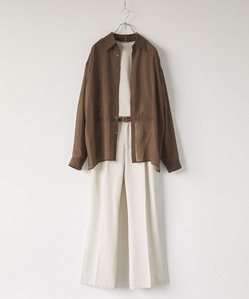 EMMA CLOTHES(エマクローズ)の「シアーL/Sルーズシャツ EMMA CLOTHES 2024SS(シャツ/ブラウス・メンズ・ブラウン/ライトベージュ/ブラック/ネイビー・L/M)」の11枚目の写真