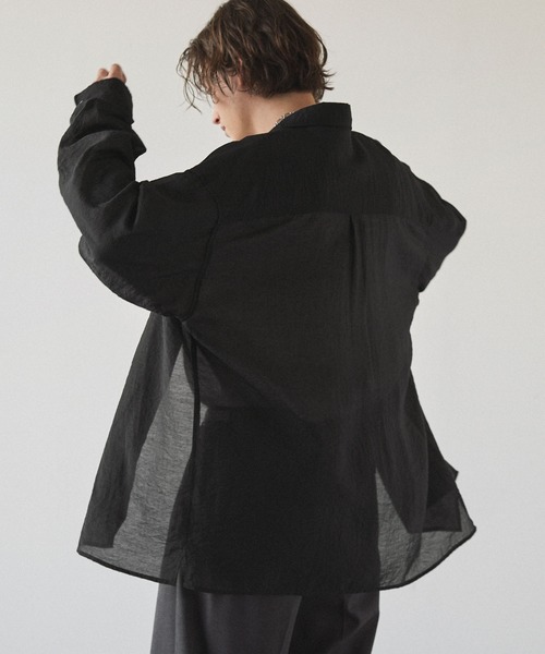 EMMA CLOTHES(エマクローズ)の「シアーL/Sルーズシャツ EMMA CLOTHES 2024SS(シャツ/ブラウス・メンズ・ブラウン/ライトベージュ/ブラック/ネイビー・L/M)」の20枚目の写真