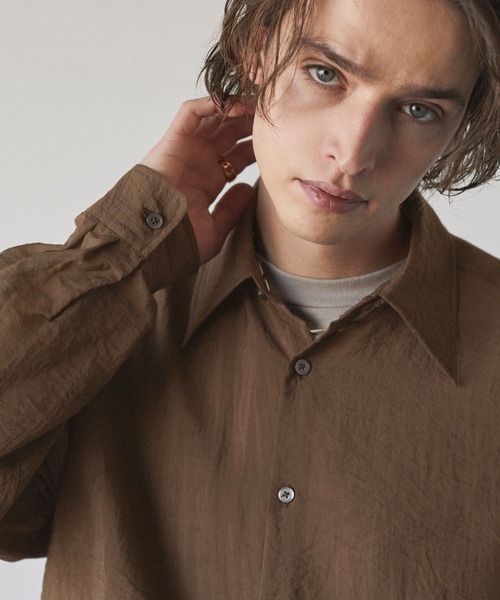 EMMA CLOTHES(エマクローズ)の「シアーL/Sルーズシャツ EMMA CLOTHES 2024SS(シャツ/ブラウス・メンズ・ブラウン/ライトベージュ/ブラック/ネイビー・L/M)」の14枚目の写真