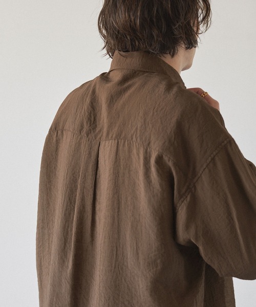 EMMA CLOTHES(エマクローズ)の「シアーL/Sルーズシャツ EMMA CLOTHES 2024SS(シャツ/ブラウス・メンズ・ブラウン/ライトベージュ/ブラック/ネイビー・L/M)」の15枚目の写真